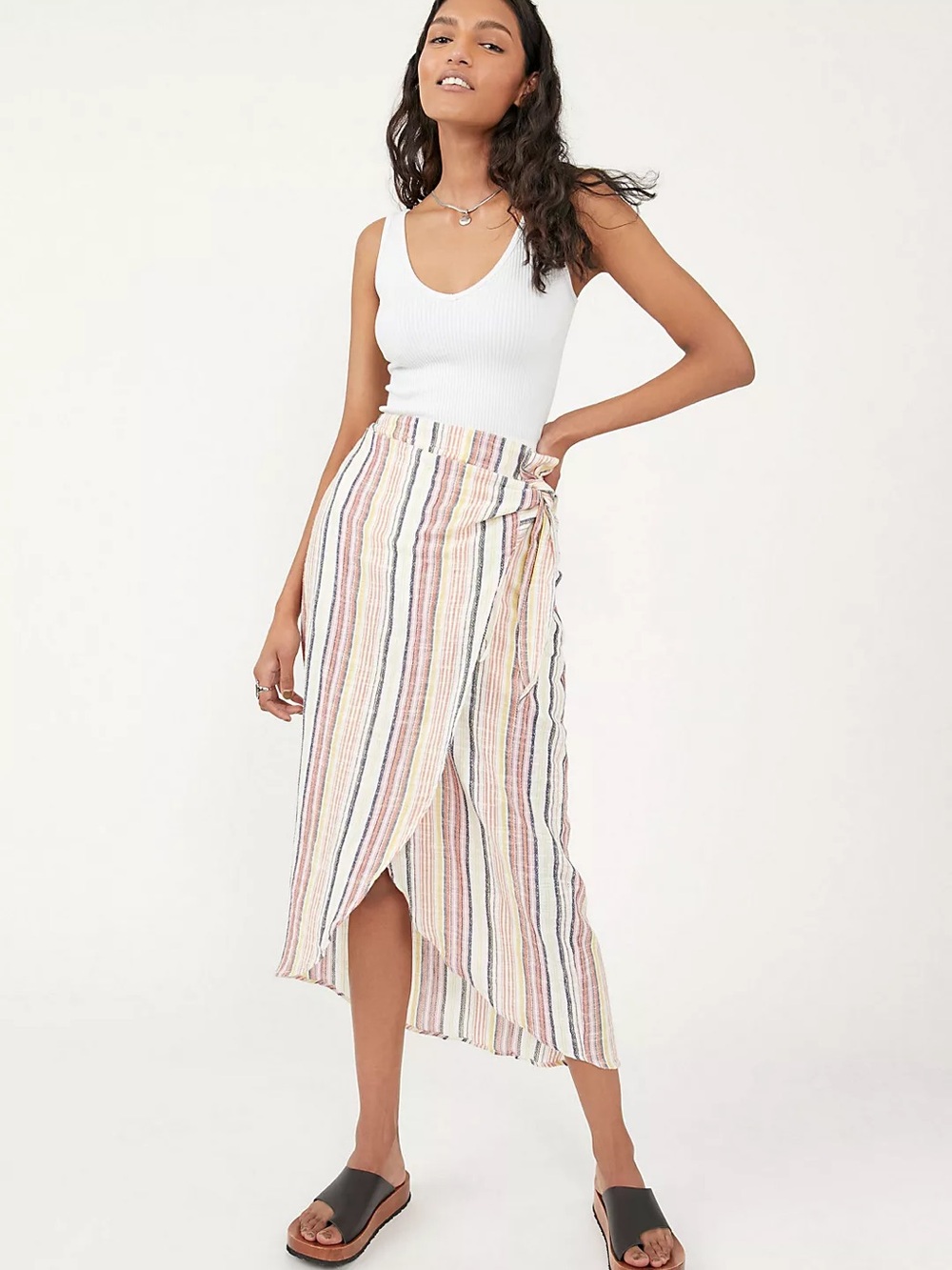 Free People Pastel Multistripe Wrap Skirt